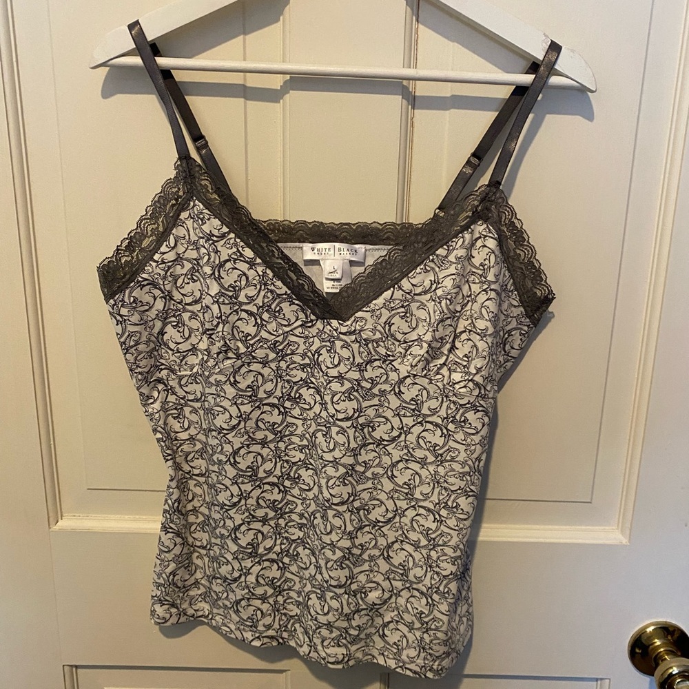 White House Black Market Cream / Gray Camisole LARGE